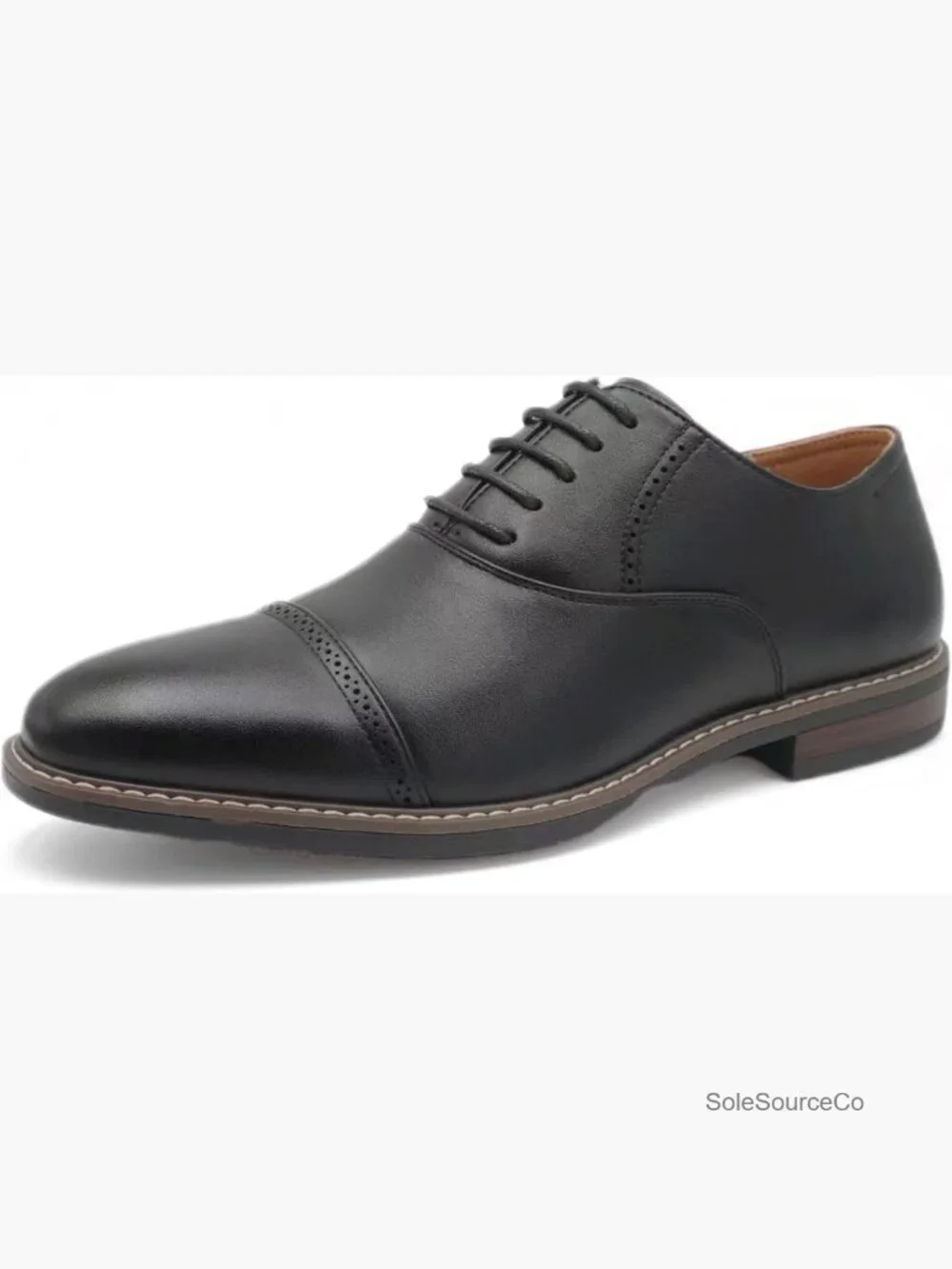 Men's Cap Toe Oxford Dress Shoes Brogue Lace Up